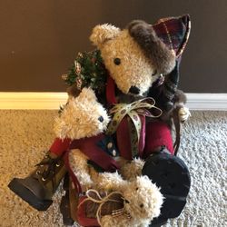 Teddy Bears on a Sleigh with Gifts