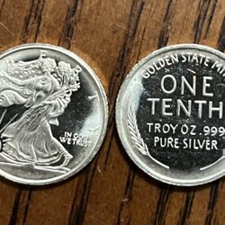 2 GSM 1/10  Oz. Walking Liberty Silver Rounds  .999 FS
