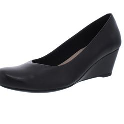 Clarks Collection Women's Flores Tulip Leather Wedge Heel Pump New In Box Size 9.5