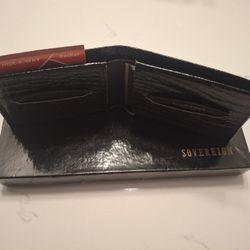 Alligator Grain Cowhide Wallet - Black