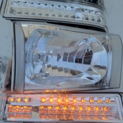 99-04 Ford F250-F550 00-04 Excursion LED Headlights Luces Micas Calaveras Faros Faroles