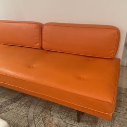 Orange Leather Couch 