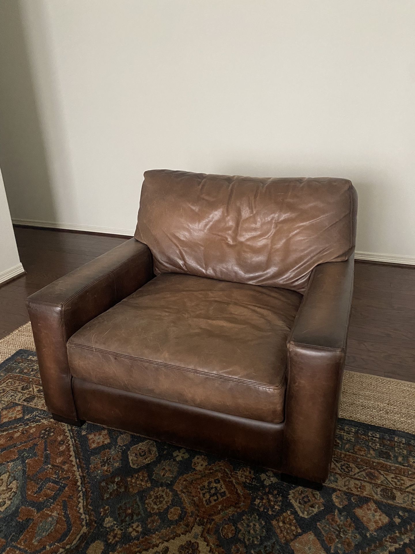 Pottery barn 43” Leather Armchair