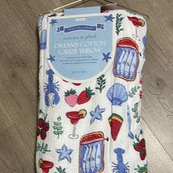 Dreamy Cotton Gauze Throw Blanket With Soft Backing New 