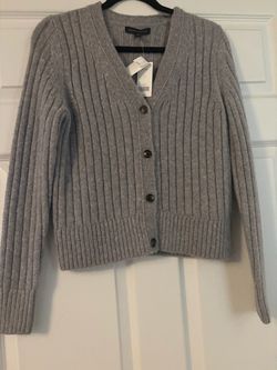 Banana Republic Gray Ribbed Cardigan Sweater
