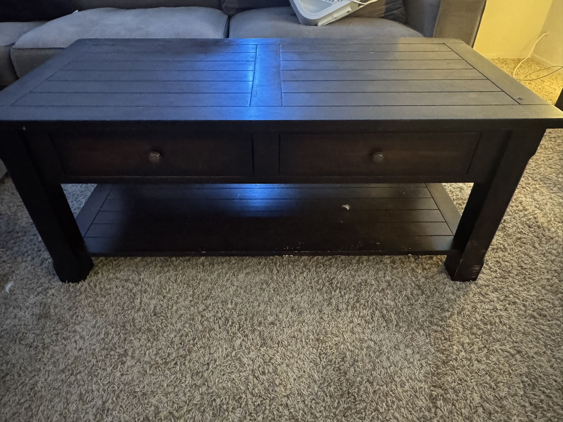 Rustic Wood Coffee Table with Storage Drawers