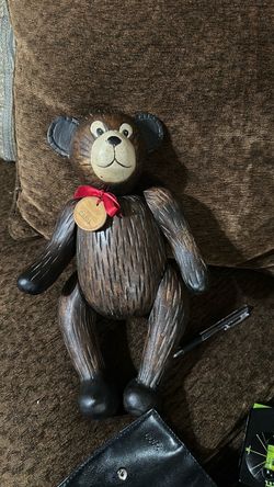 Vintage hand crafted teddy bear, fully jointed wooden.