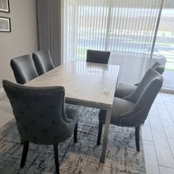 Beautiful Crate & Barrel Marble Dining Table + Z Gallerie Chairs — $400 SET