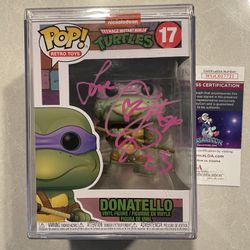 Donatello SIGNED Funko Pop *MINT* JSA Certified Corey Feldman TMNT 17 with protector Autographed Teenage Mutant Ninja Turtles Pizza