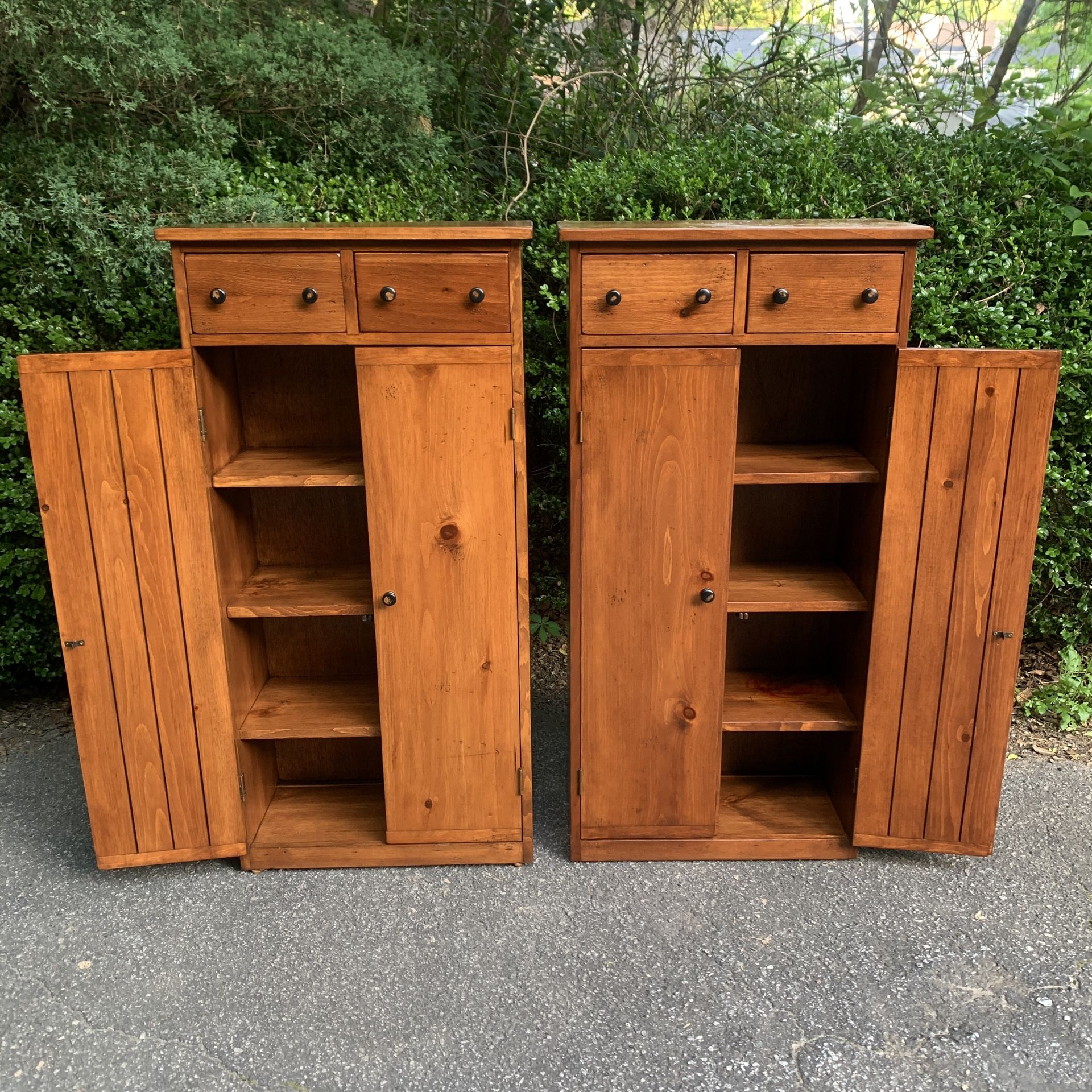 Pair of 46" Solid Wood Storage Cabinets - $100/each or both for $175