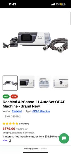 Resmed CPAP Machine Air Sense 11 with Face Mask and Tube, never been used, brand new!
