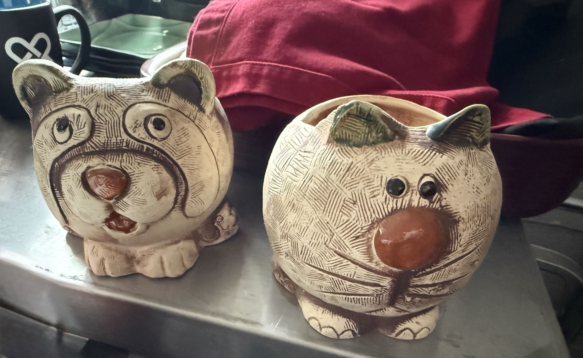 two handmade ceramic planters