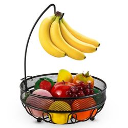 ❗️Wholesale Only❗️Fruit Basket with Banana Hanger, Tiered Fruit Bowl with Banana Hook, Metal Modern Fruit Stand or Egg Holder with Ban