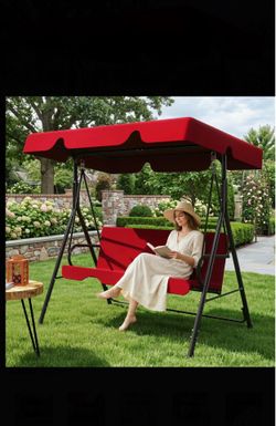 3-Seat Patio Swing Chair with Canopy