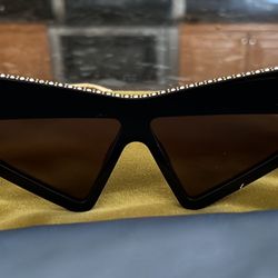 GUCCI Hollywood Forever Black Crystal Mask Sunglasses Authentic