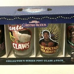 NATIONAL LAMPOON'S CHRISTMAS VACATION COLLECTORS SERIES PINT GLASSES - 4 PACK!  