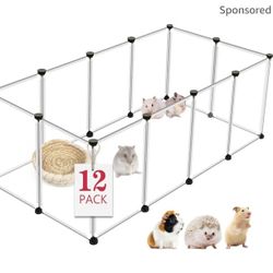 12 Panels Transparent Small Animals Playpen,48" x 24" x 16"