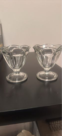 Glass Ice Cream Sundae Cups Set of 2
