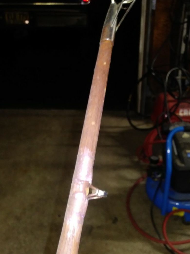 Antique Bamboo Sturgeon Rod With Reel. Please Make Offer.