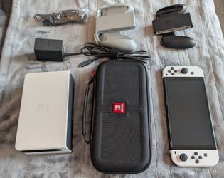 Nintendo Switch OLED Model HEG-001 Handheld Console, White Joy-Cons, White Dock