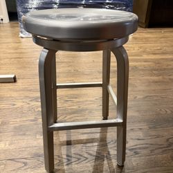 Crate and Barrel Brushed Metal Swivel Bar Stool and Cover
