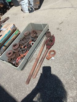 One box of rigid and toledo pipe threading tools