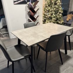 Gray Dining Table + 4 Chairs