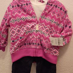6mo baby girl 3pc hoodie set NEW