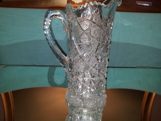 Vintage cut glass water pitcher
