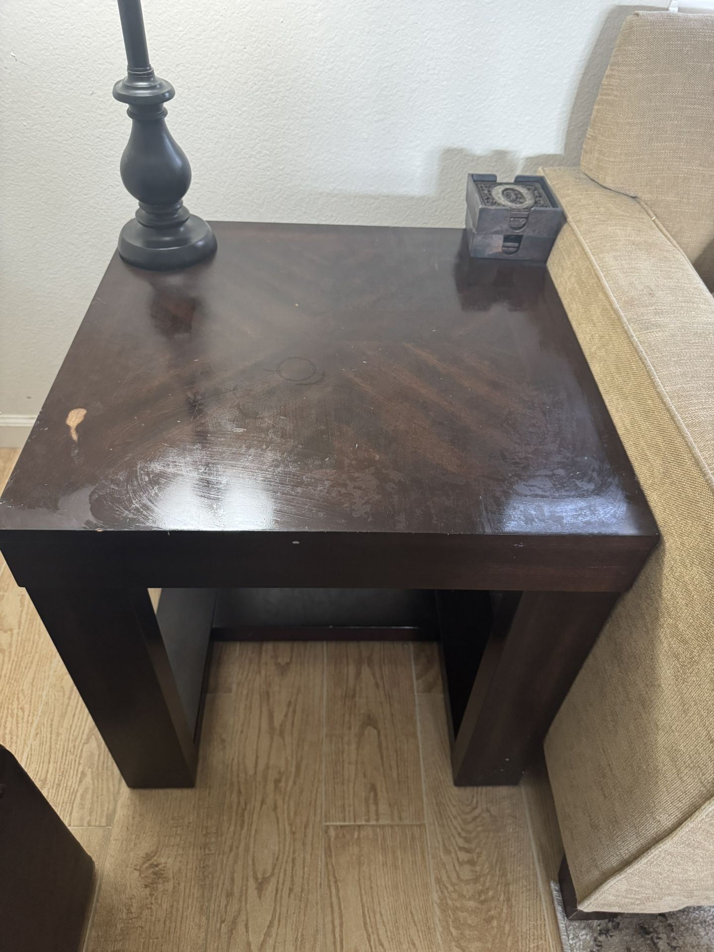 Cappuccino wood end tables
