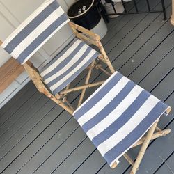 90s Bamboo Folding Directors Chair & Ottoman