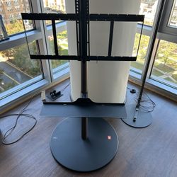 WALL Seven Stand A2 Large Type | Minimalist Rolling TV Stand for 45–80 Inch | Walnut | Portable, Space Saving, Height Adjustable | for Living Room