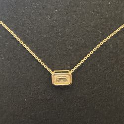 Delicate 14k (585) Gold Rectangle Frame Attached Pendant