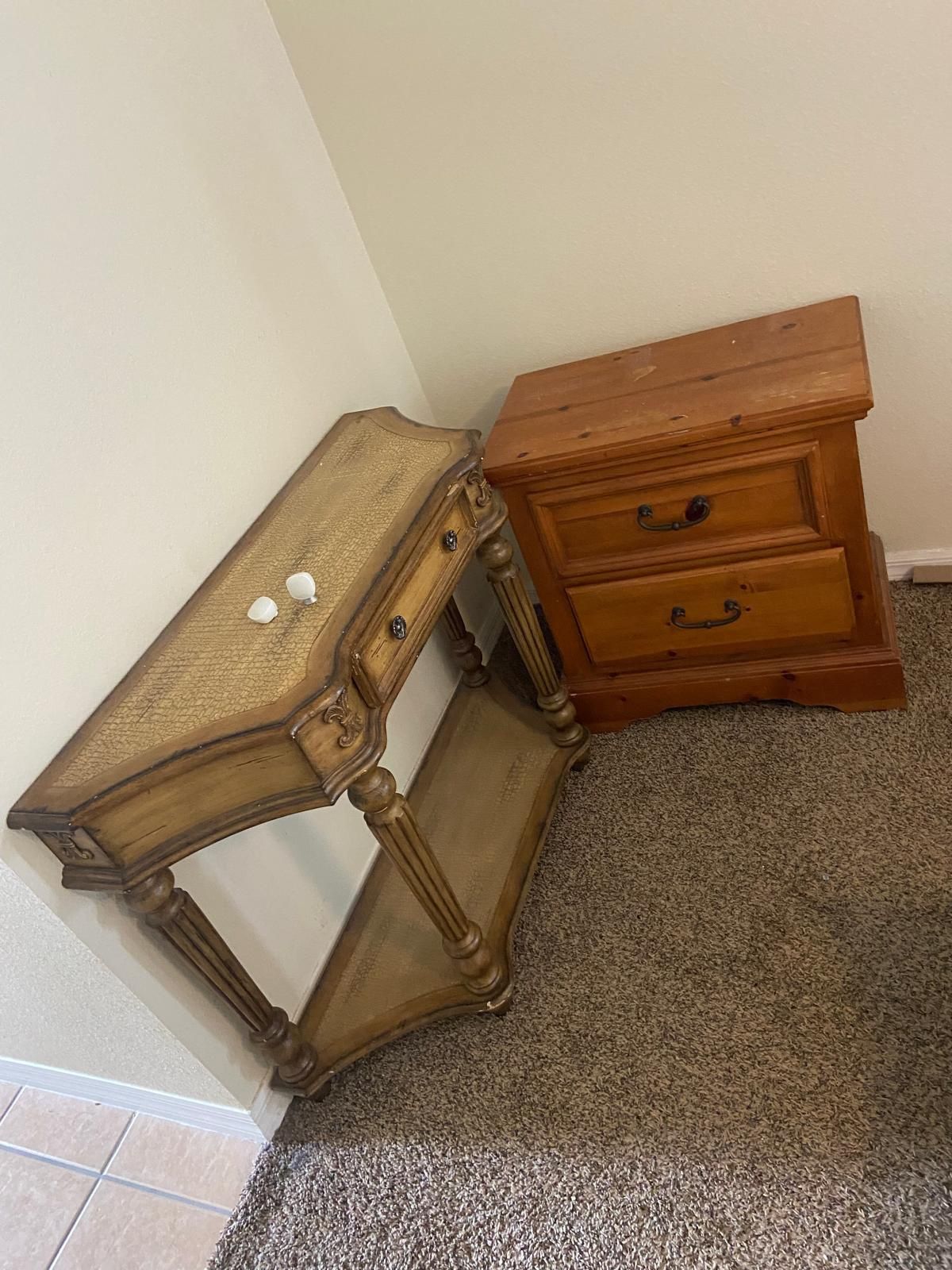 Wooden Night Stand And Side Table