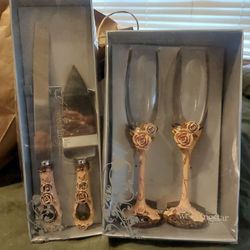Rustic Wedding Cake Knife + Glass 