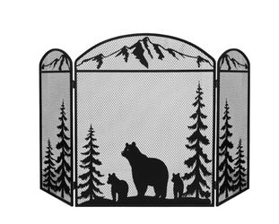 New Scenic Bears 3 Panel Fireplace Screen