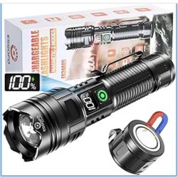 Esgofo Rechargeable Flashlights High Lumens 10000 2 Modes High/Low, Super Bright Magnetic LED Flashlight Long Distance 3280FT, Powerful Long Lasting S