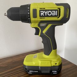 New Ryobi, One + Lithium-Ion Cordless 1/2” Drill Driver With One 1.5 Ah Battery, No Charger