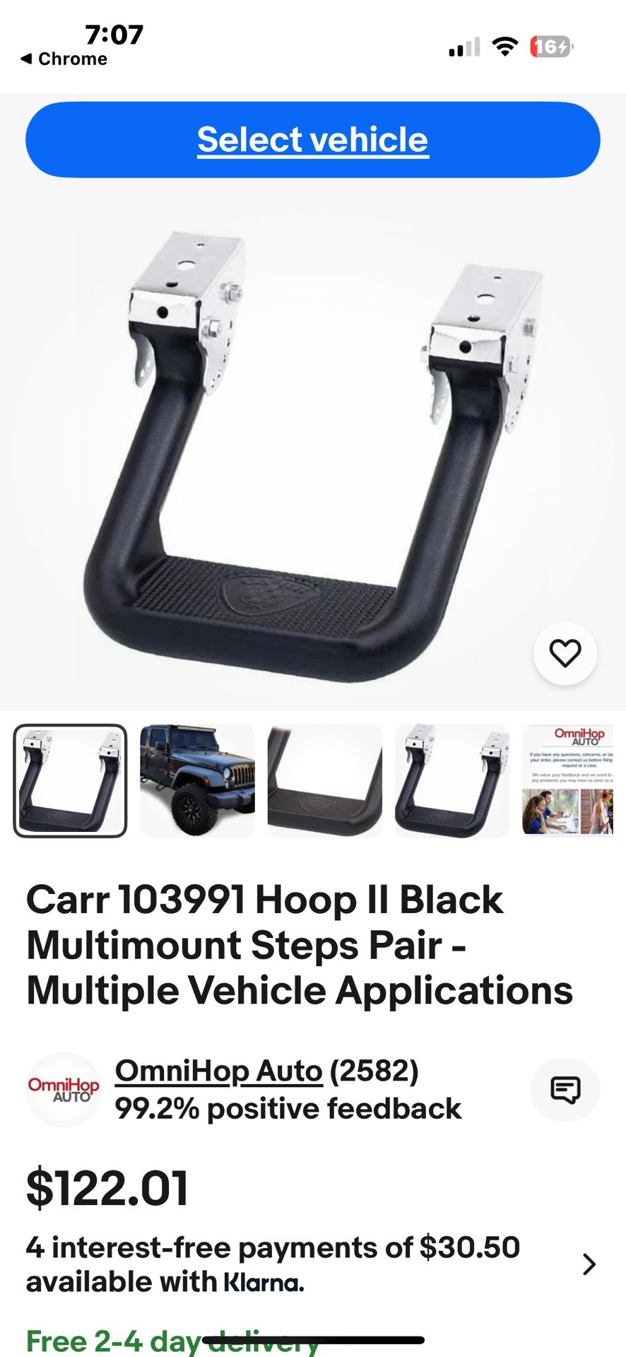 Carr UNIVERSAL SET HOOP II Black Powder Coat;