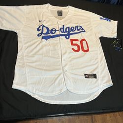 White Nike Authentic Number 50 Baseball Jersey 