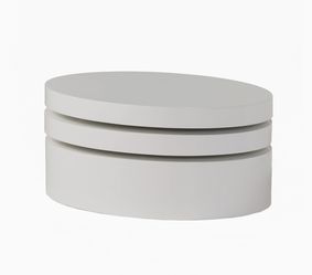 White Oval Rotatable Coffee Table