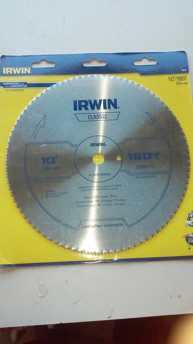 Irwin 10" blade 180 teeth miter table saw