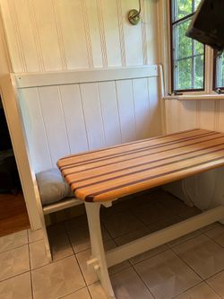 Banquette benches and table