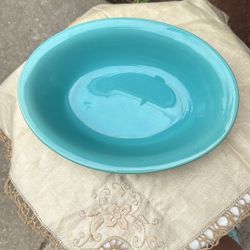 Vintage Fiesta 9” Turquoise/Robin Egg Blue Oval Bowl