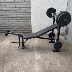 Work Out Bench And Bar W Plates