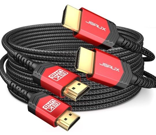 JSAUX 8K HDMI Cables 2.1 10FT 2-Pack 48Gbps Ultra High Speed Cords