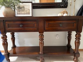 Dark Wood Console Table with Drawers