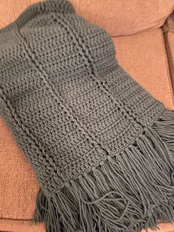 Crochet Throw Blanket with Fringe