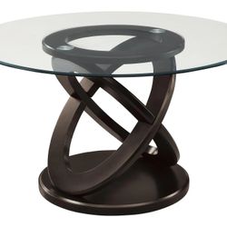 48” Monarch Olympic Ring Dark Espresso Glass Top Round Dining Table