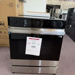 Bespoke 30 in. 5-Burner Element Smart Slide-In Electric Range in Stainless Steel with Air Sous Vide and Air Fry